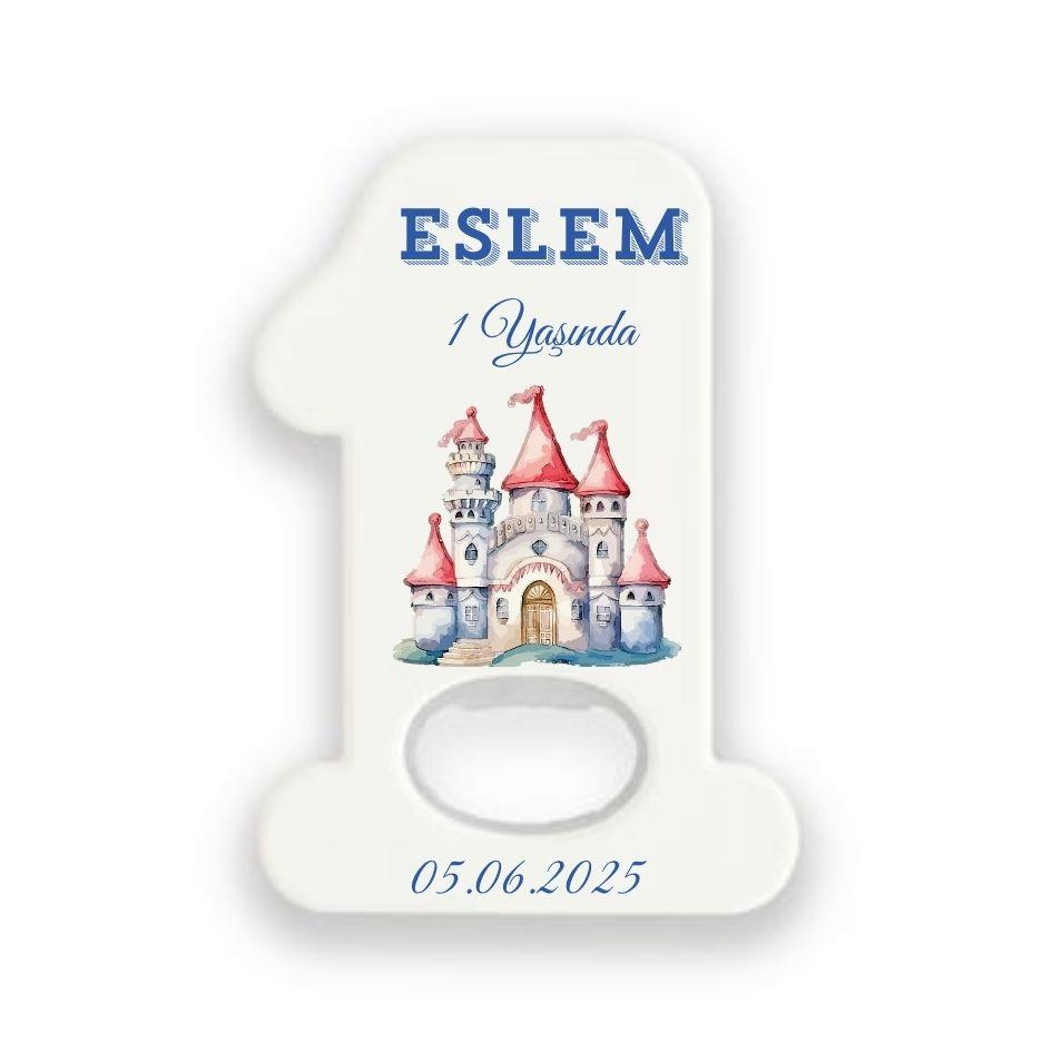 1 Rakamı Şeklinde Magnet Açacak – Eslem 1 Yaşında Şato Temalı Doğum Günü