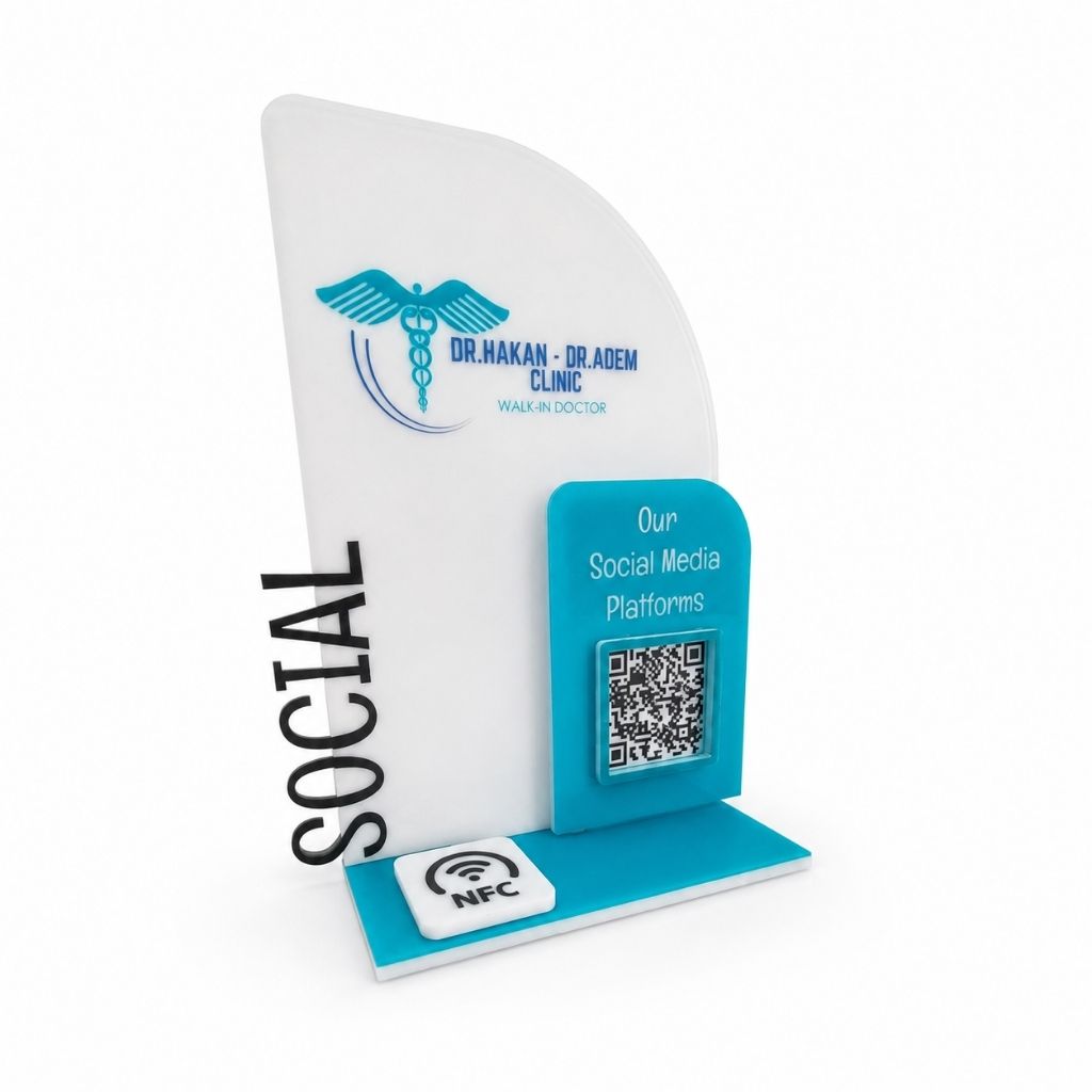 Custom Cut NFC and QR Code Social Media Sign – KQR-506