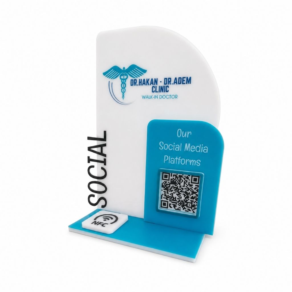 Custom Cut NFC and QR Code Social Media Sign – KQR-506