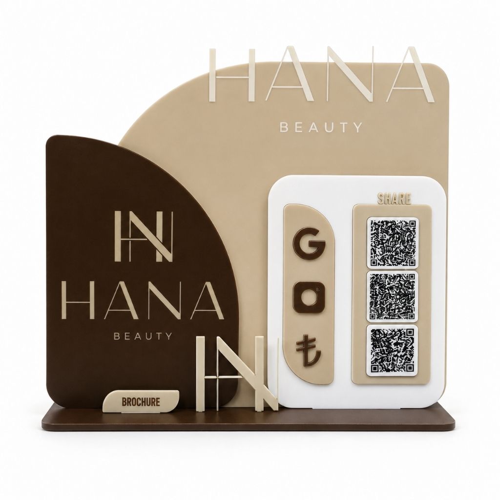 30×30 cm Pleksi QR Kod Standı ve A5 Broşürlük
