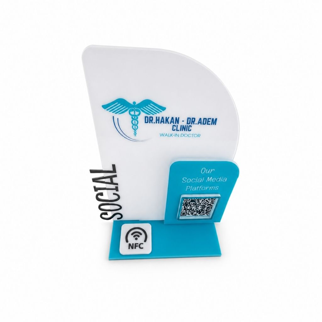 Custom Cut NFC and QR Code Social Media Sign – KQR-506