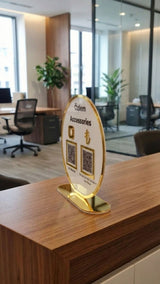 Gold Serisi Yuvarlak Çiftli QR Kod Panosu (Sosyal Medya & Ödeme)