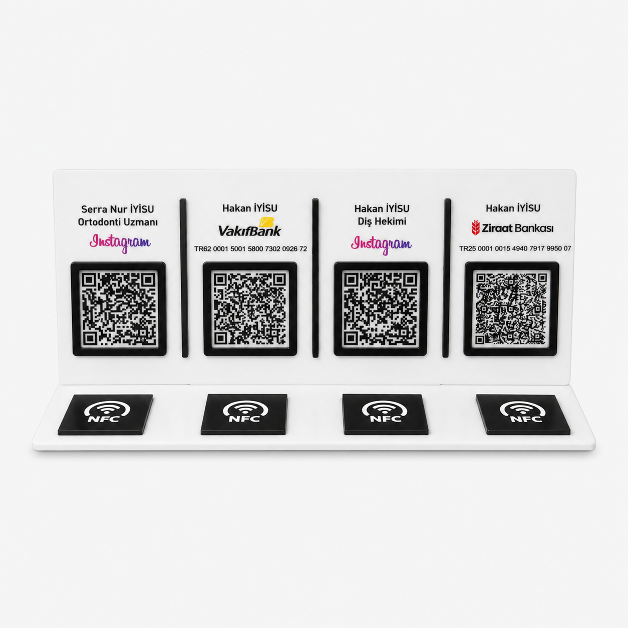 4 QR ve 4 NFC Dahil Masaüstü Bilgi Panosu – kişiye özel ana ürün görünümü