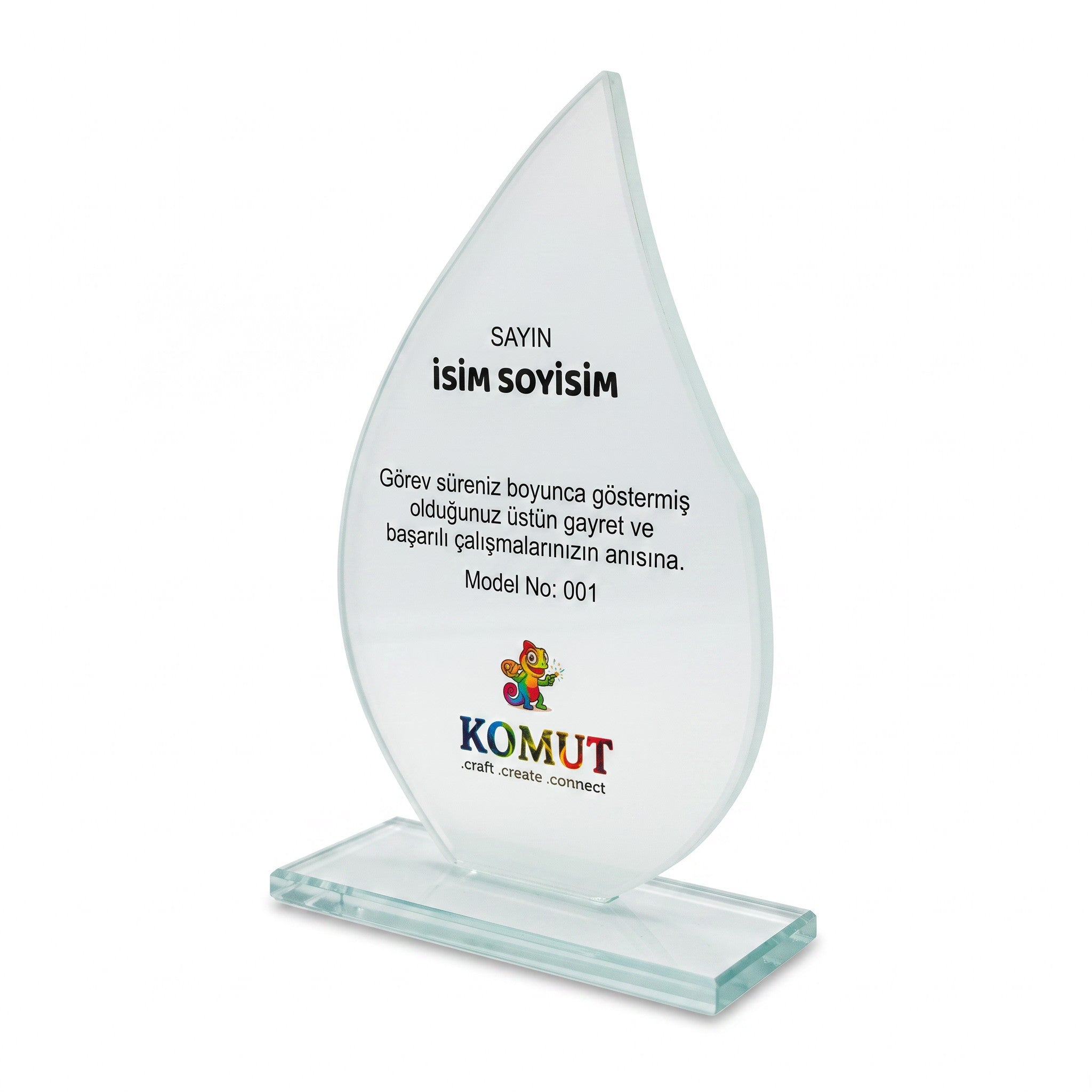 Alev Formlu Sivri Uçlu Kristal Plaket – Model 001
