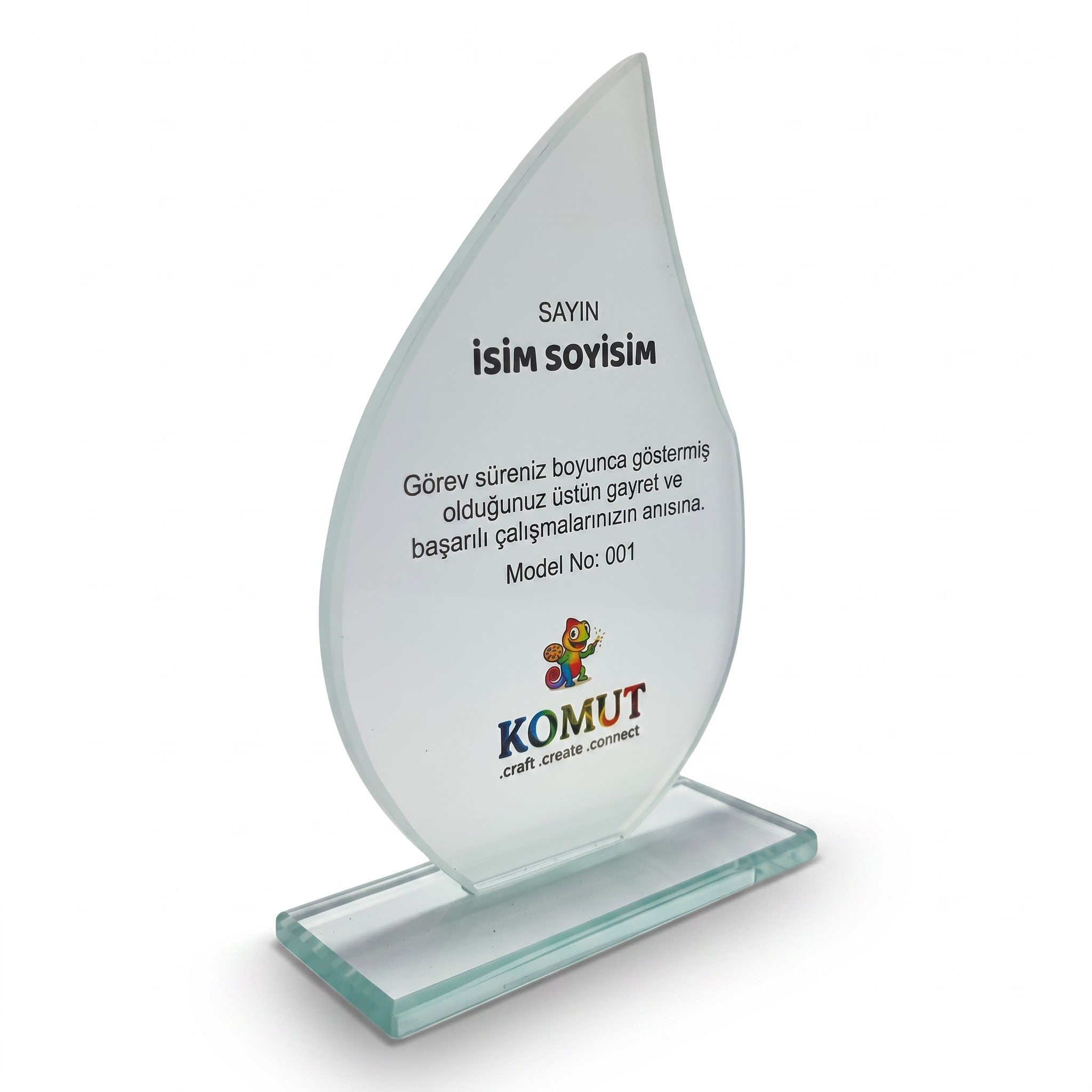 Alev Formlu Sivri Uçlu Kristal Plaket – Model 001