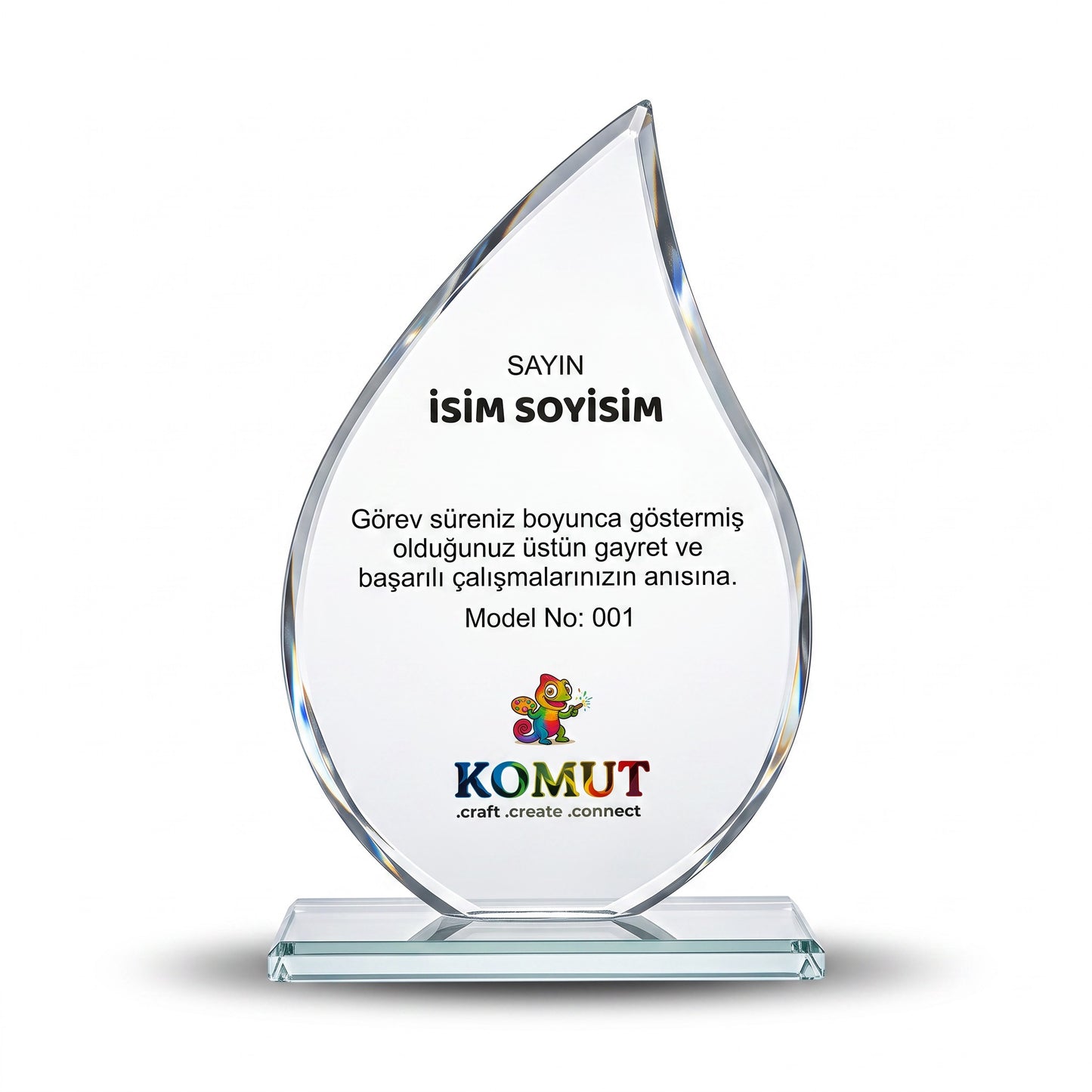 Alev Formlu Sivri Uçlu Kristal Plaket – Model 001