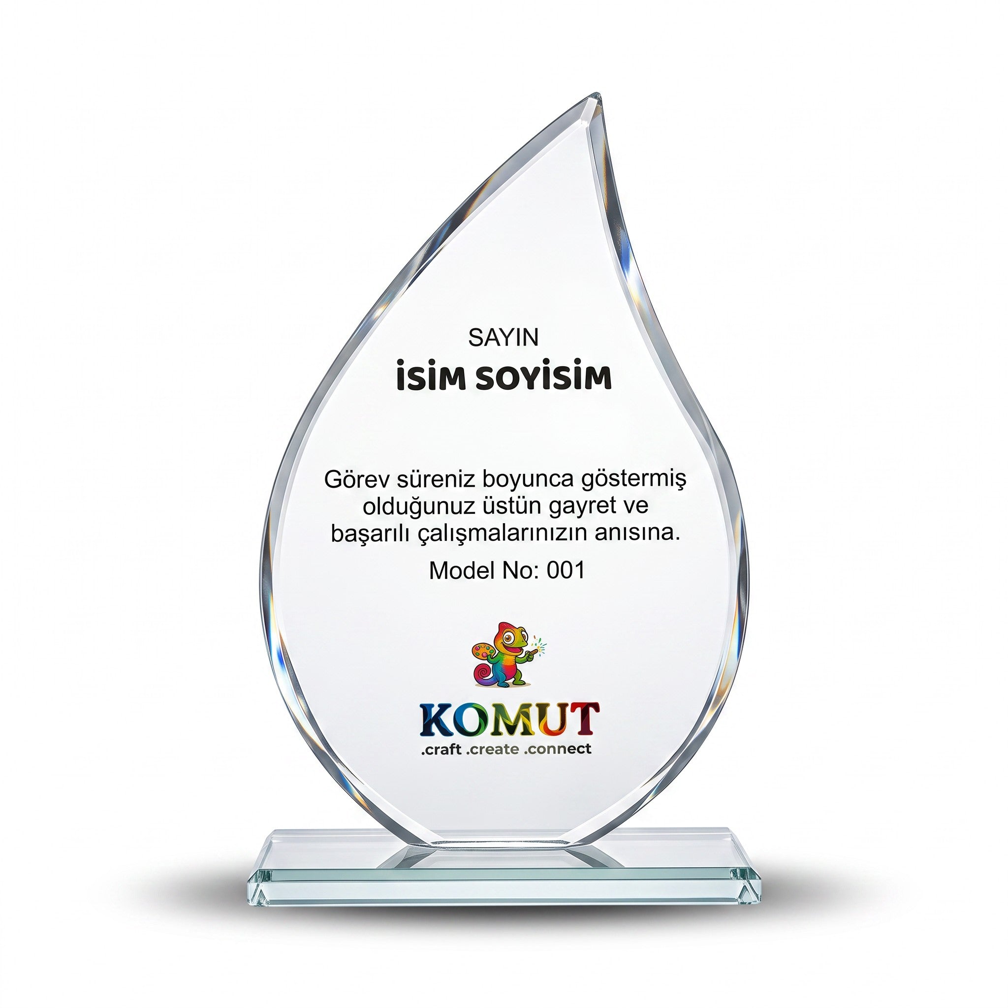 Alev Formlu Sivri Uçlu Kristal Plaket – Model 001