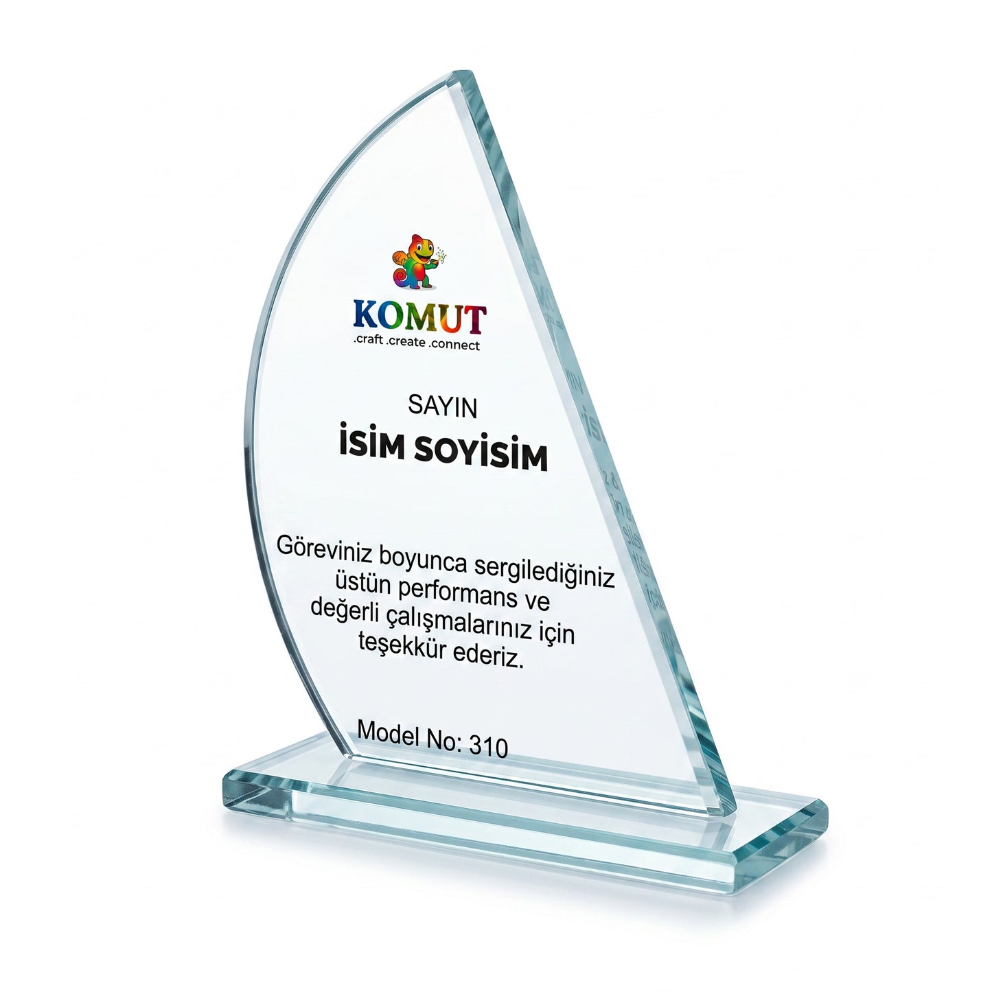 Alev Formlu Sivri Uçlu Kristal Plaket – Model 310