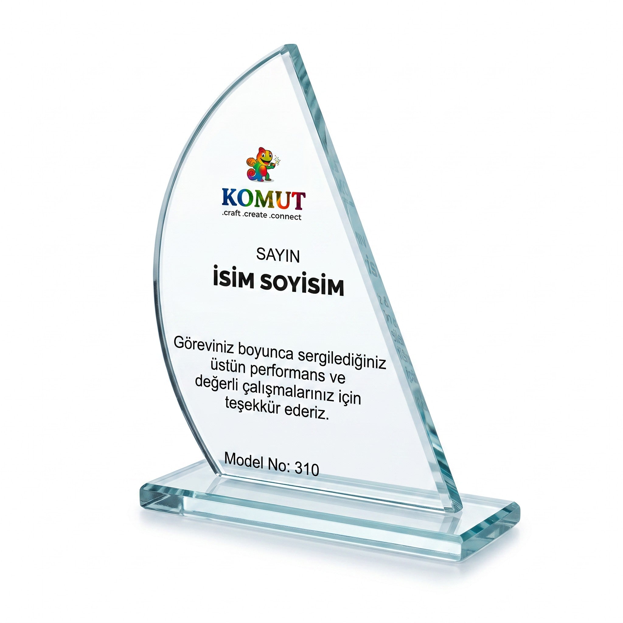 Alev Formlu Sivri Uçlu Kristal Plaket – Model 310