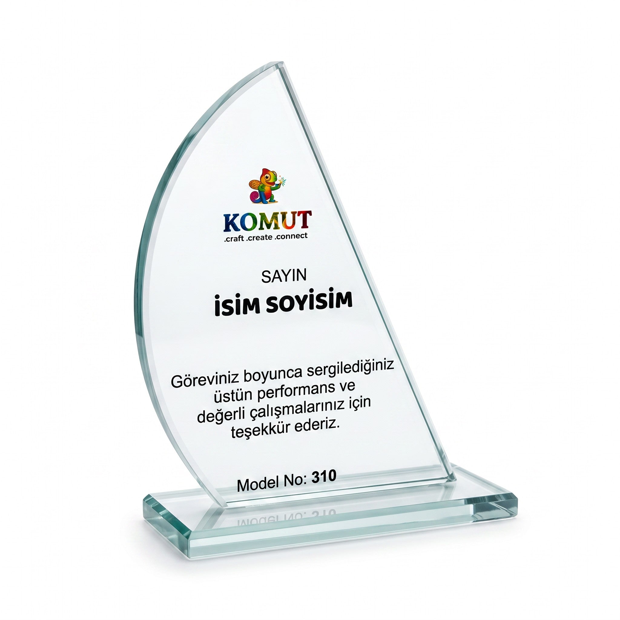 Alev Formlu Sivri Uçlu Kristal Plaket – Model 310
