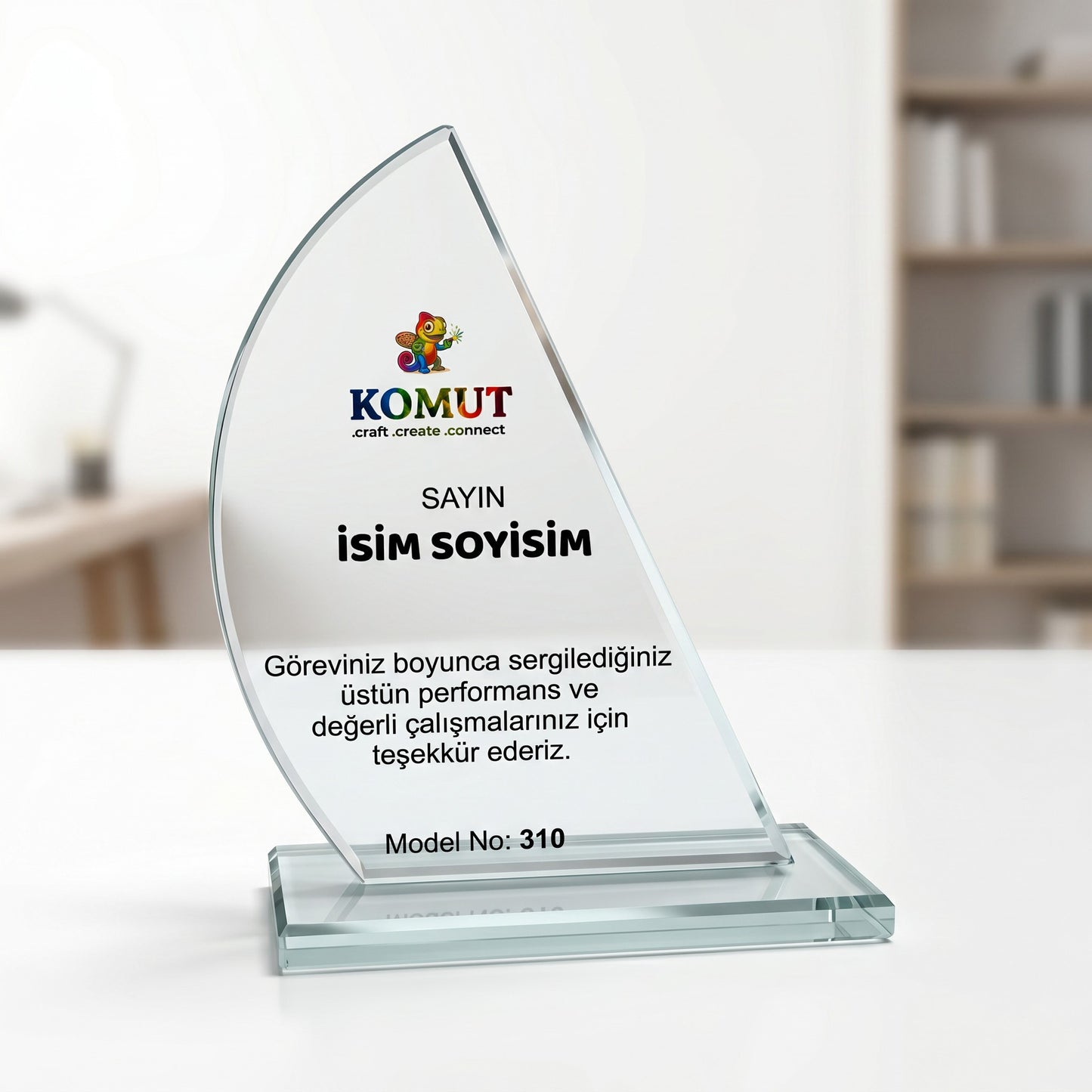 Alev Formlu Sivri Uçlu Kristal Plaket – Model 310