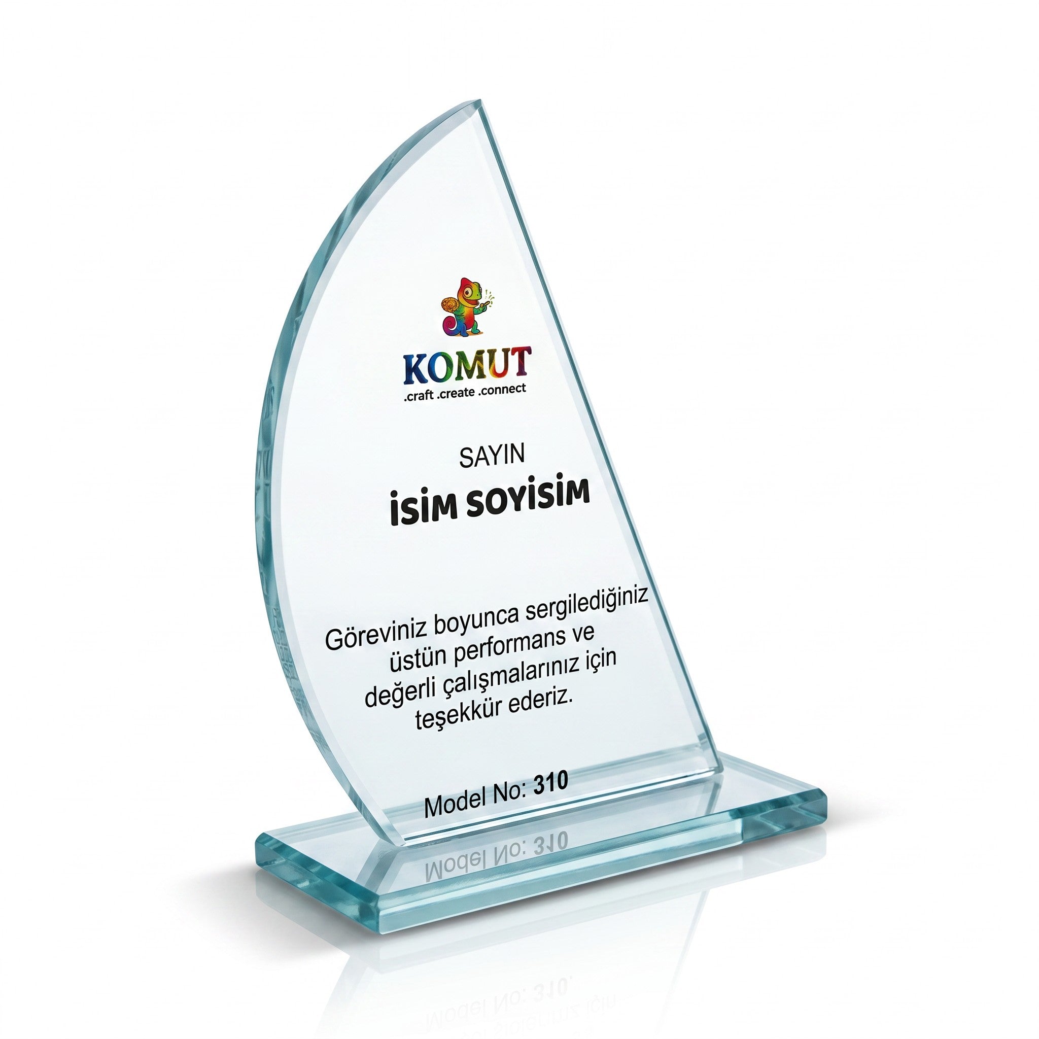 Alev Formlu Sivri Uçlu Kristal Plaket – Model 310