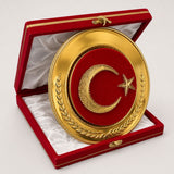 Filografi Bayrak Tabak Plaket – 25 cm Kırmızı Kadife Kutulu Ay Yıldız Protokol Ödülü