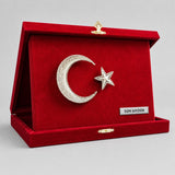 Ay Yıldızlı Kişiye Özel Kırmızı Kadife Albüm Plaket – İsimlikli