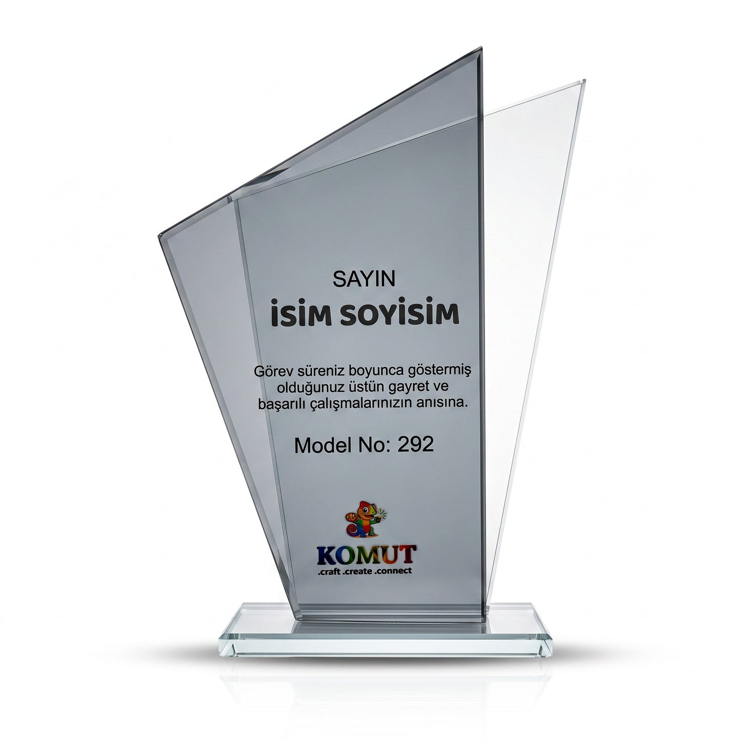 Çift Zirve Katmanlı Geometrik Kristal Plaket – Model 292