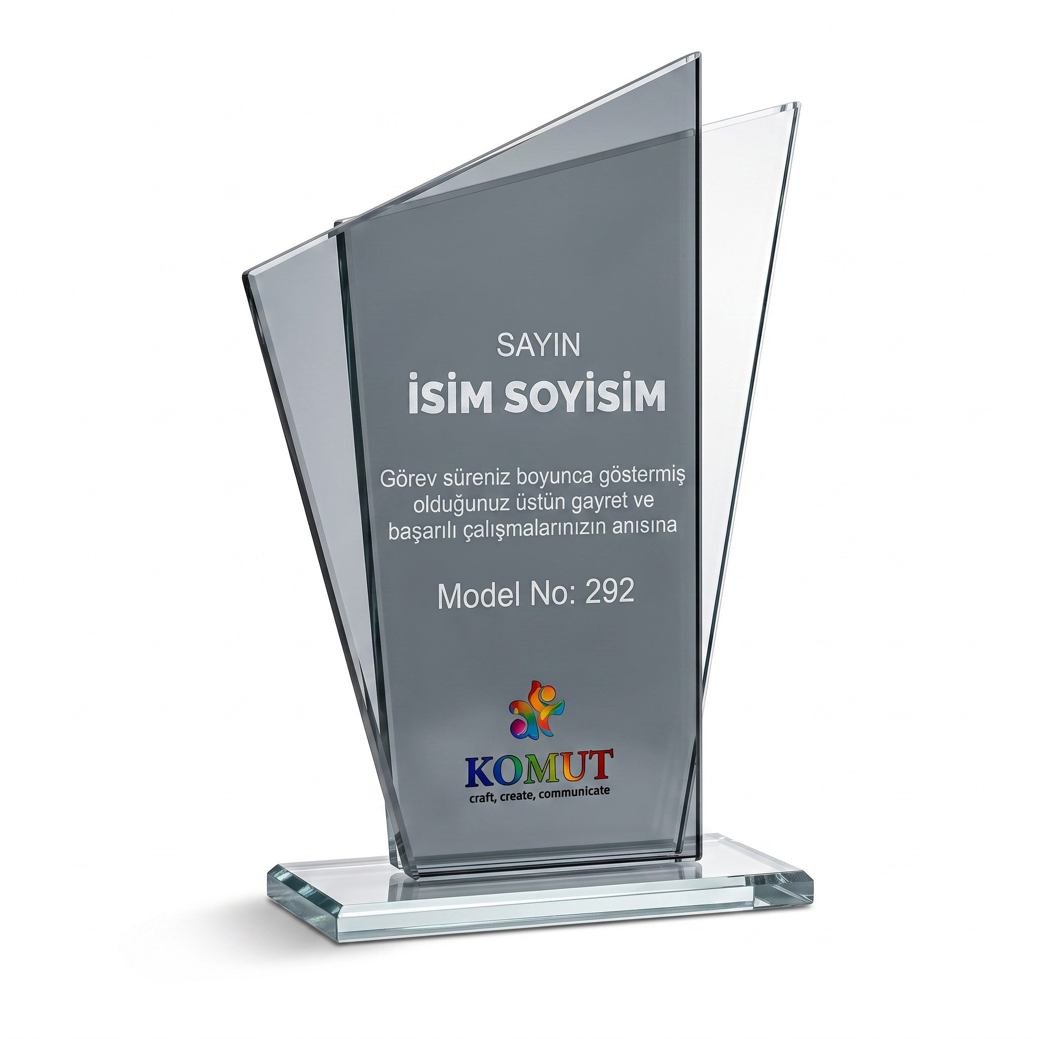 Çift Zirve Katmanlı Geometrik Kristal Plaket – Model 292