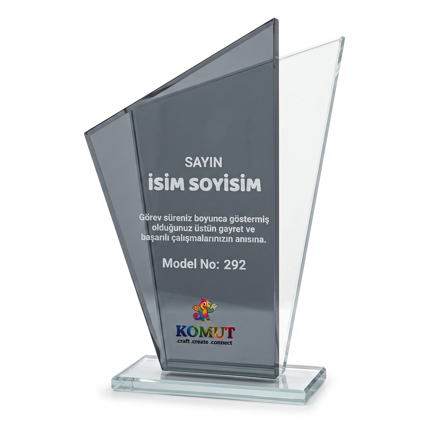 Çift Zirve Katmanlı Geometrik Kristal Plaket – Model 292