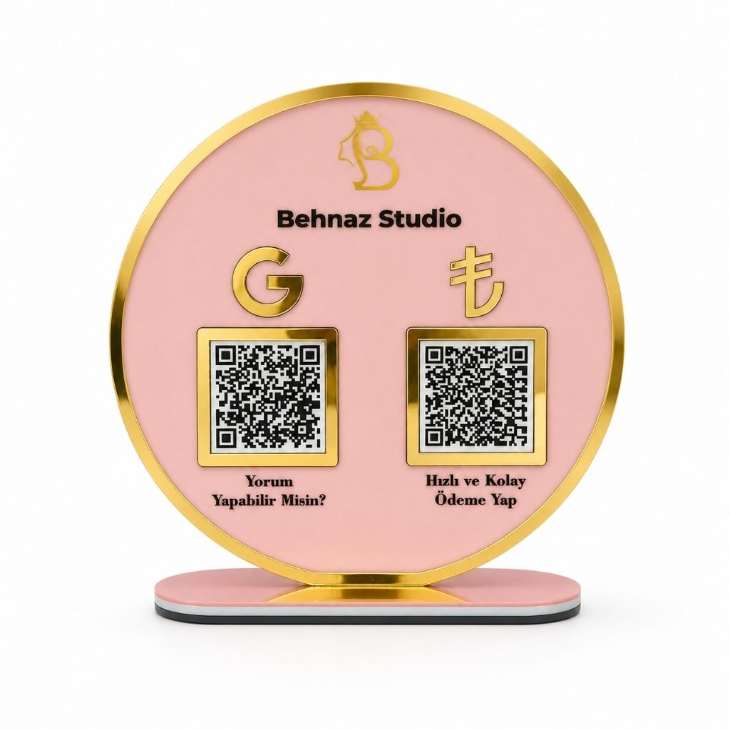 Daire Form 2’li Google Yorum ve IBAN QR Standı – masaüstü kullanım görünümü