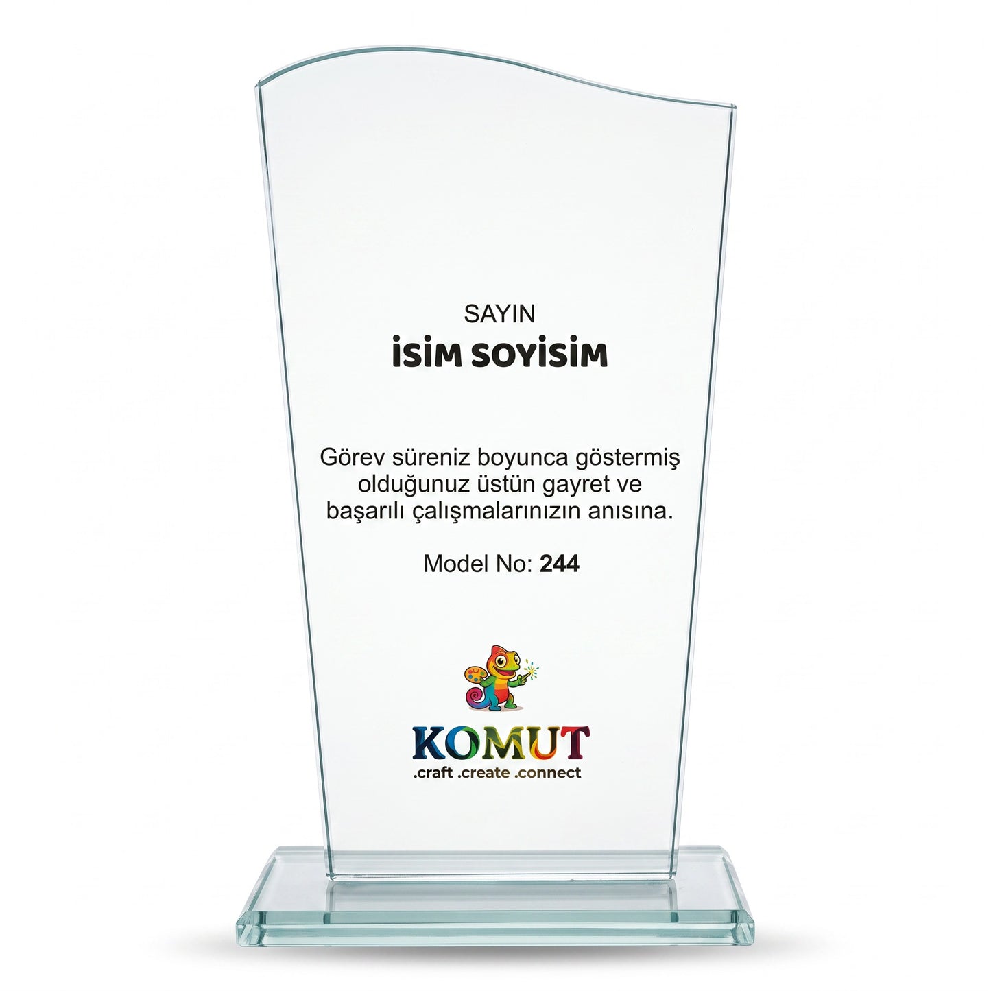 Dalga Üst Kesimli Dikey Kristal Plaket – Model 244
