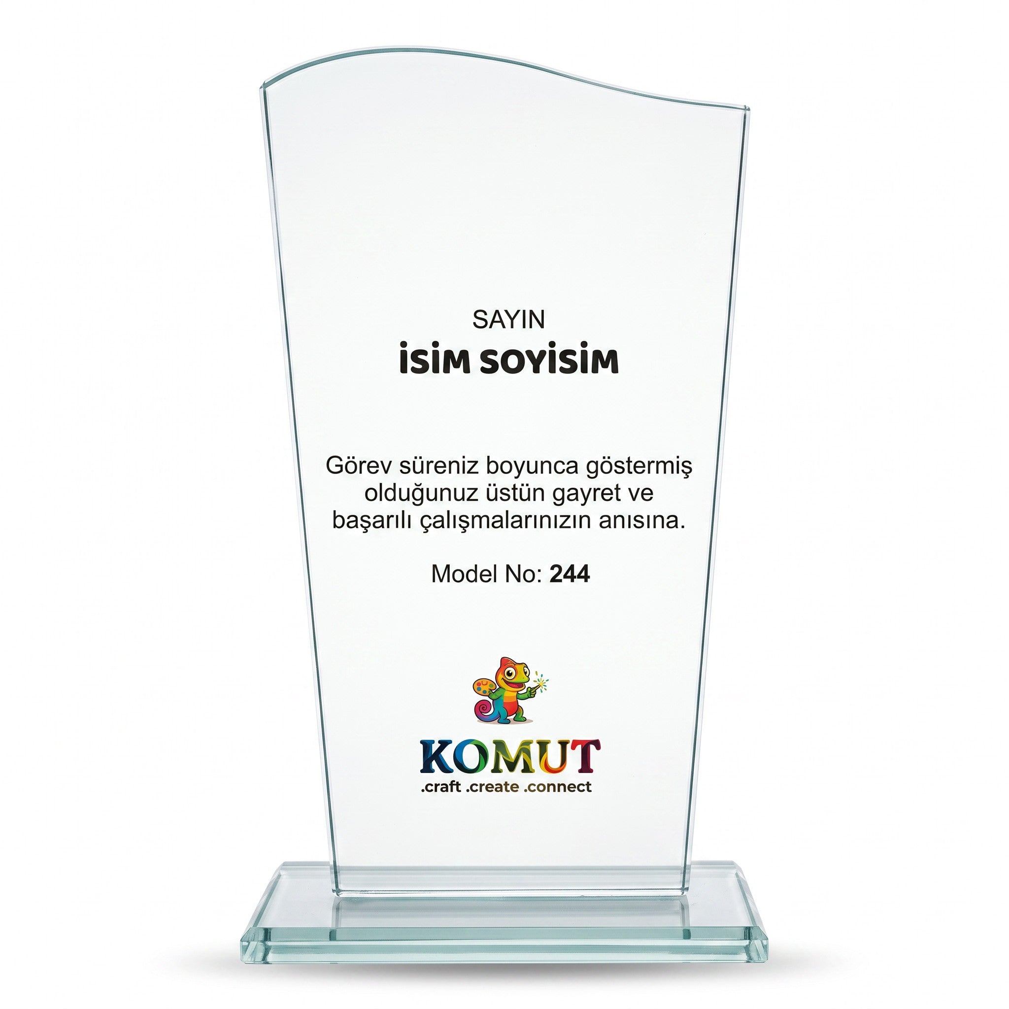 Dalga Üst Kesimli Dikey Kristal Plaket – Model 244
