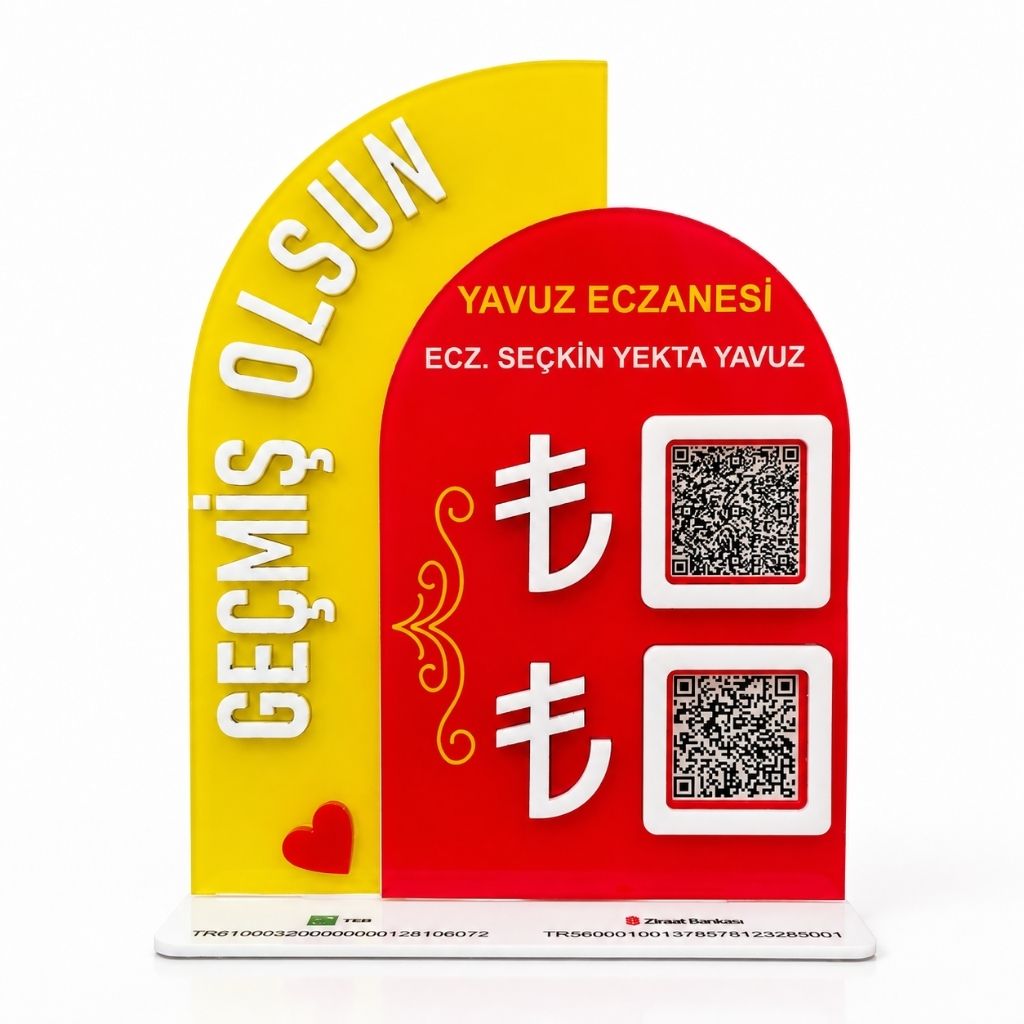Eczane Çift IBAN 2’li QR Kod Ödeme Standı – kişiye özel ana ürün görünümü