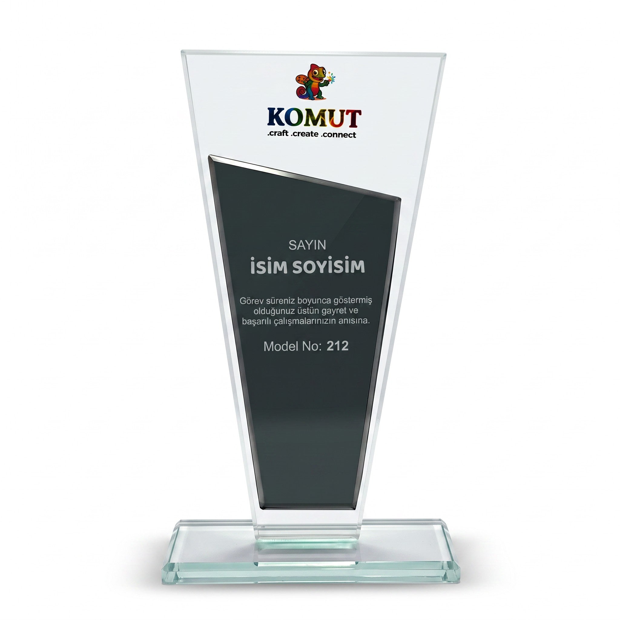 Eğik Kesim İç Panel Detaylı Kristal Plaket – Model 212