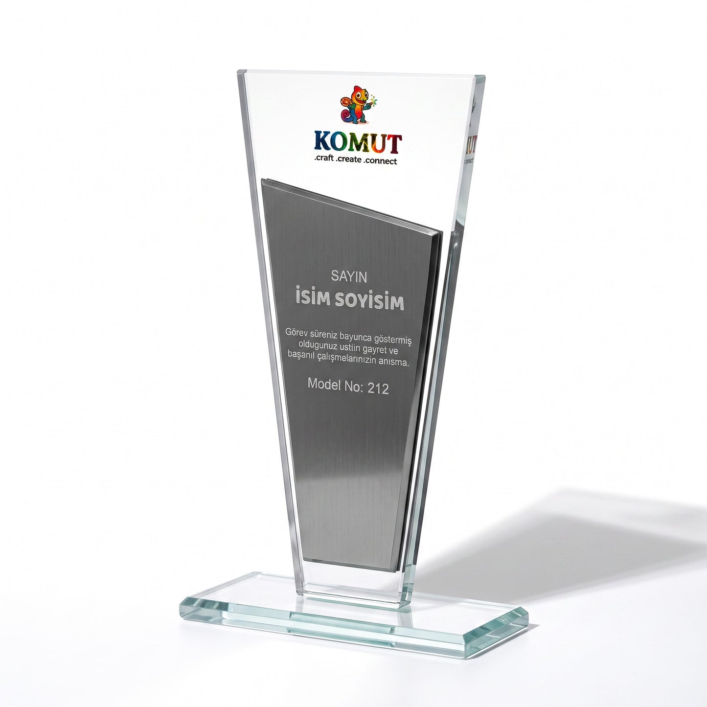 Eğik Kesim İç Panel Detaylı Kristal Plaket – Model 212