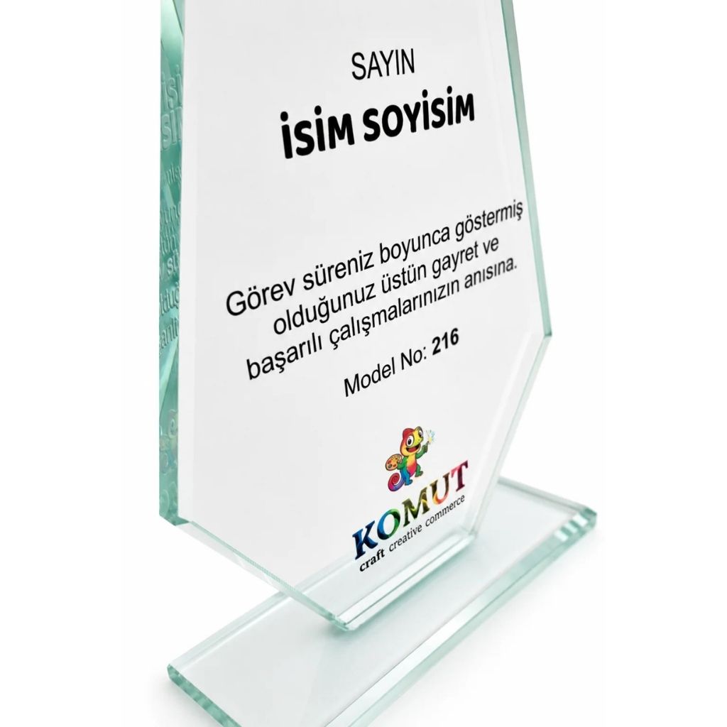 Elmas Kesim Füme Kristal Plaket Model 216 - 238