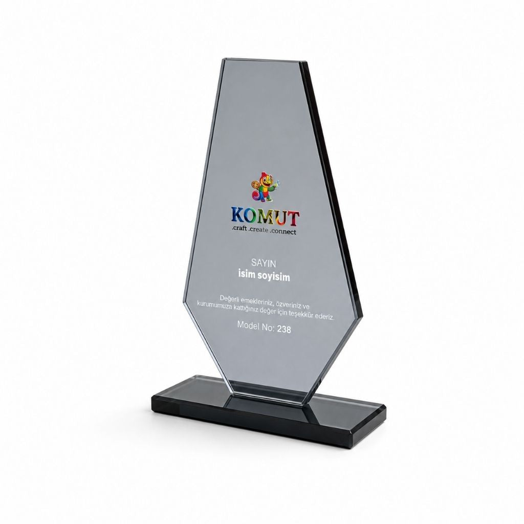Elmas Kesim Füme Kristal Plaket Model 216 - 238