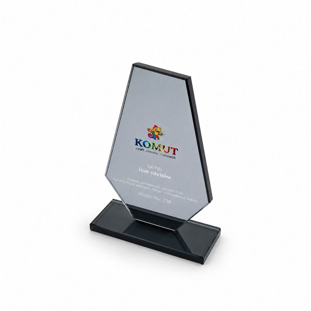 Elmas Kesim Füme Kristal Plaket Model 216 - 238
