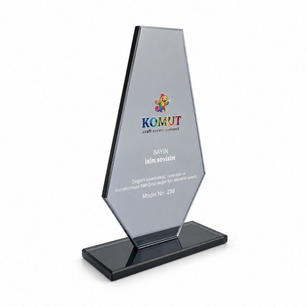 Elmas Kesim Füme Kristal Plaket Model 216 - 238