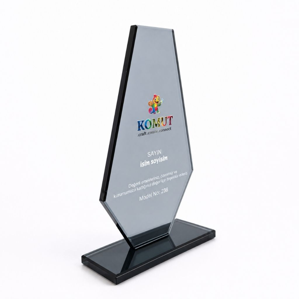 Elmas Kesim Füme Kristal Plaket Model 216 - 238