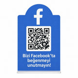 Facebook QR Pano – A5 Beyaz PVC Masaüstü Stand