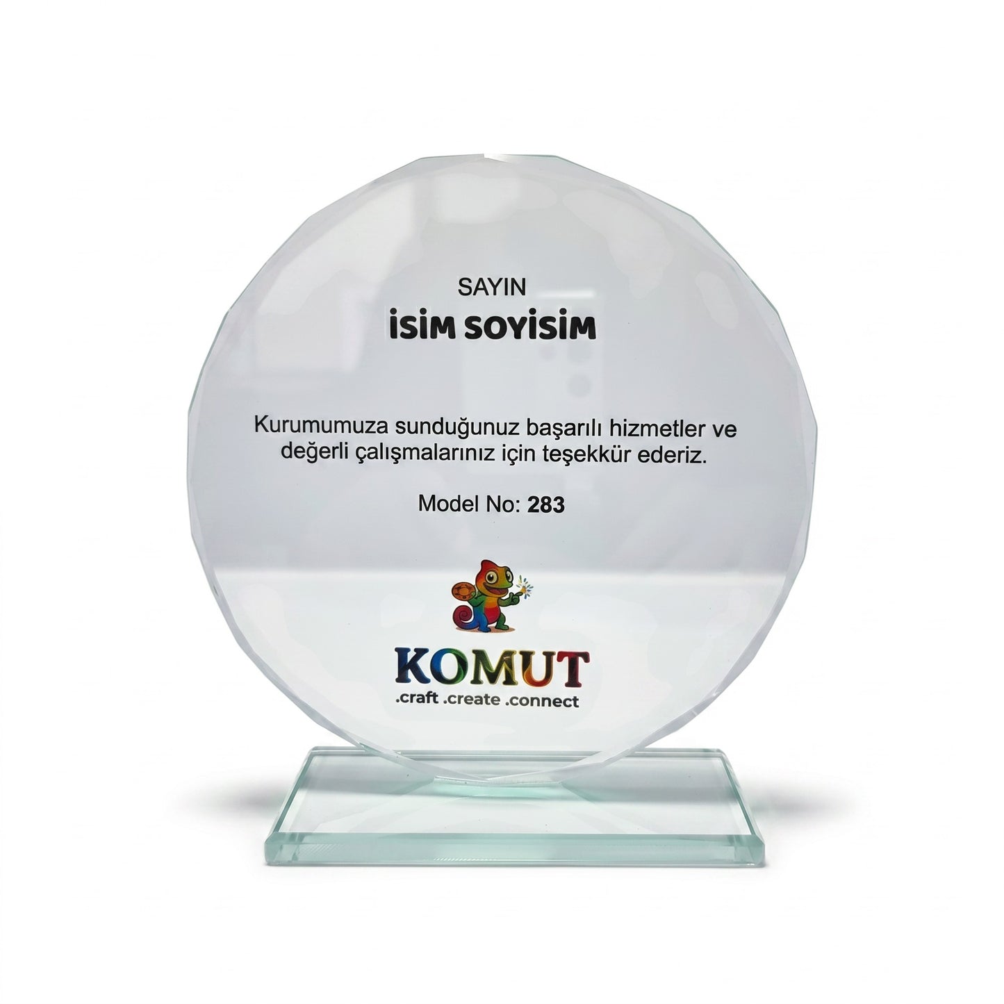 Faset Kenarlı Yuvarlak Kristal Plaket – Model 283