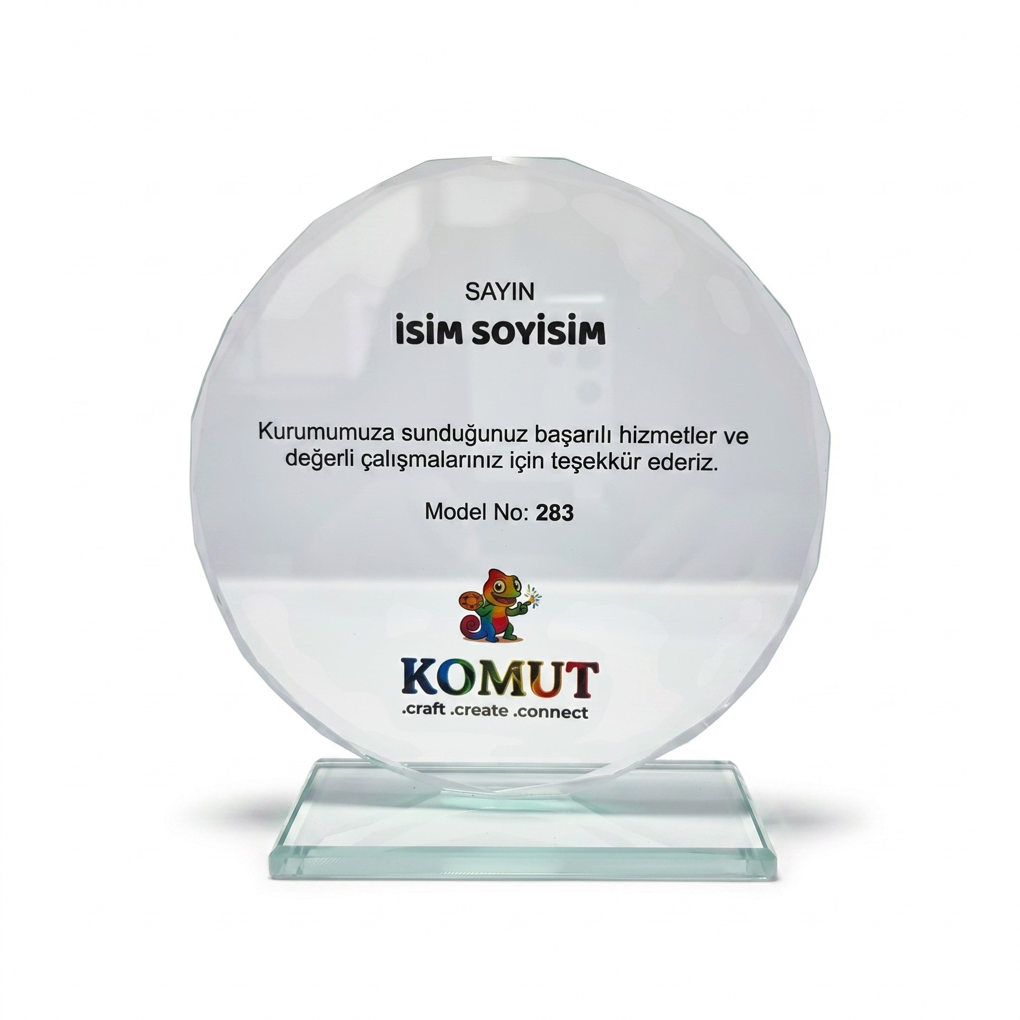 Faset Kenarlı Yuvarlak Kristal Plaket – Model 283