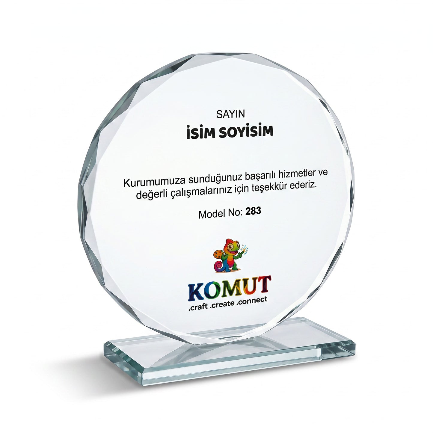 Faset Kenarlı Yuvarlak Kristal Plaket – Model 283