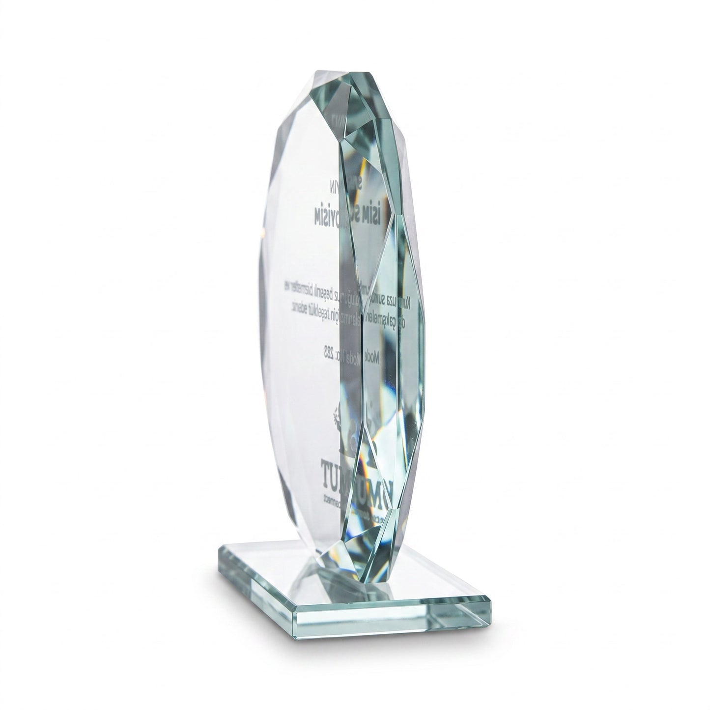 Faset Kenarlı Yuvarlak Kristal Plaket – Model 283