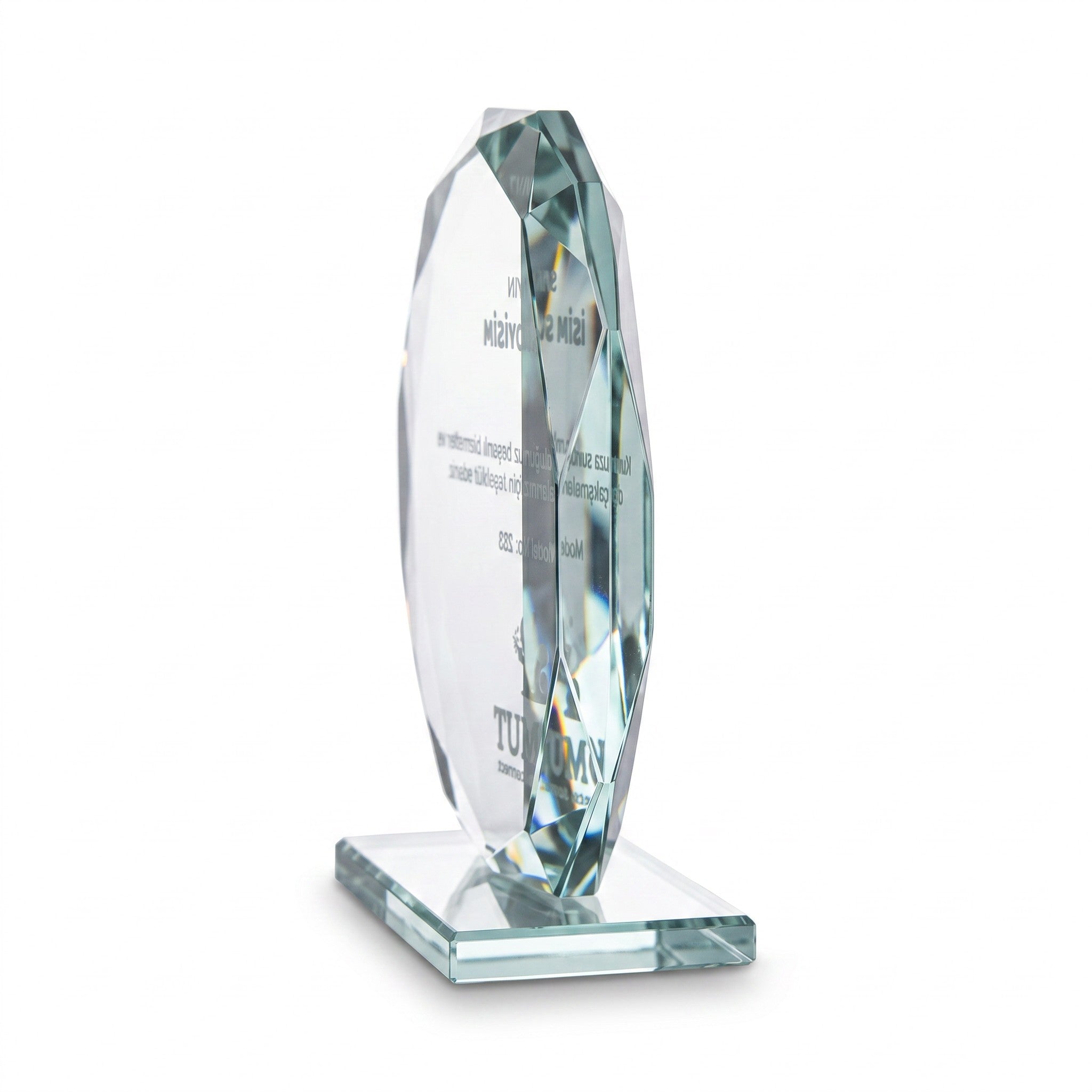 Faset Kenarlı Yuvarlak Kristal Plaket – Model 283