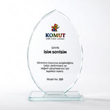 Faset Kesimli Yaprak Formlu Oval Kristal Plaket – Model 225