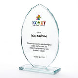 Faset Kesimli Yaprak Formlu Oval Kristal Plaket – Model 225