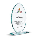 Faset Kesimli Yaprak Formlu Oval Kristal Plaket – Model 225