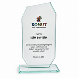 Geometrik Kesim Özel Tasarım UV Baskılı Kristal Plaket