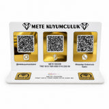 Gold Aynalı 3'lü QR Kod ve Çift NFC Standı 25 × 14 cm