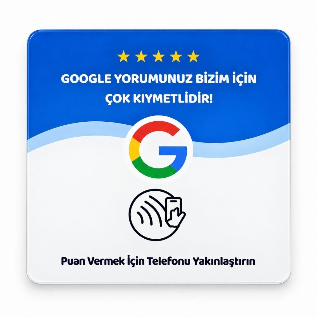 NFC Google Review Card 10×10 cm – Adhesive Acrylic