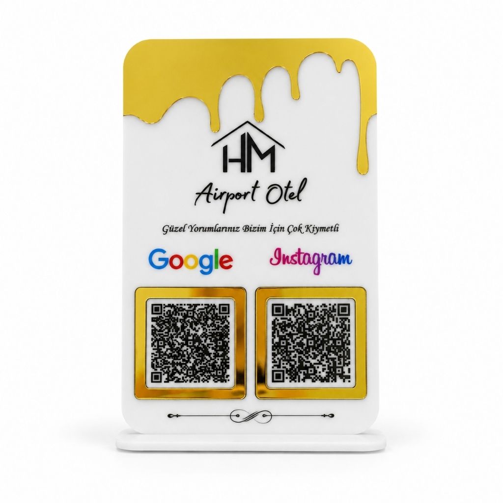 Google Yorum ve Instagram QR Kod Standı | Kişiye Özel – KQR-207