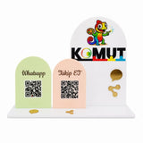 İkili QR Kod Sosyal Medya Panosu – 25×18 cm Masaüstü Pleksi Stand