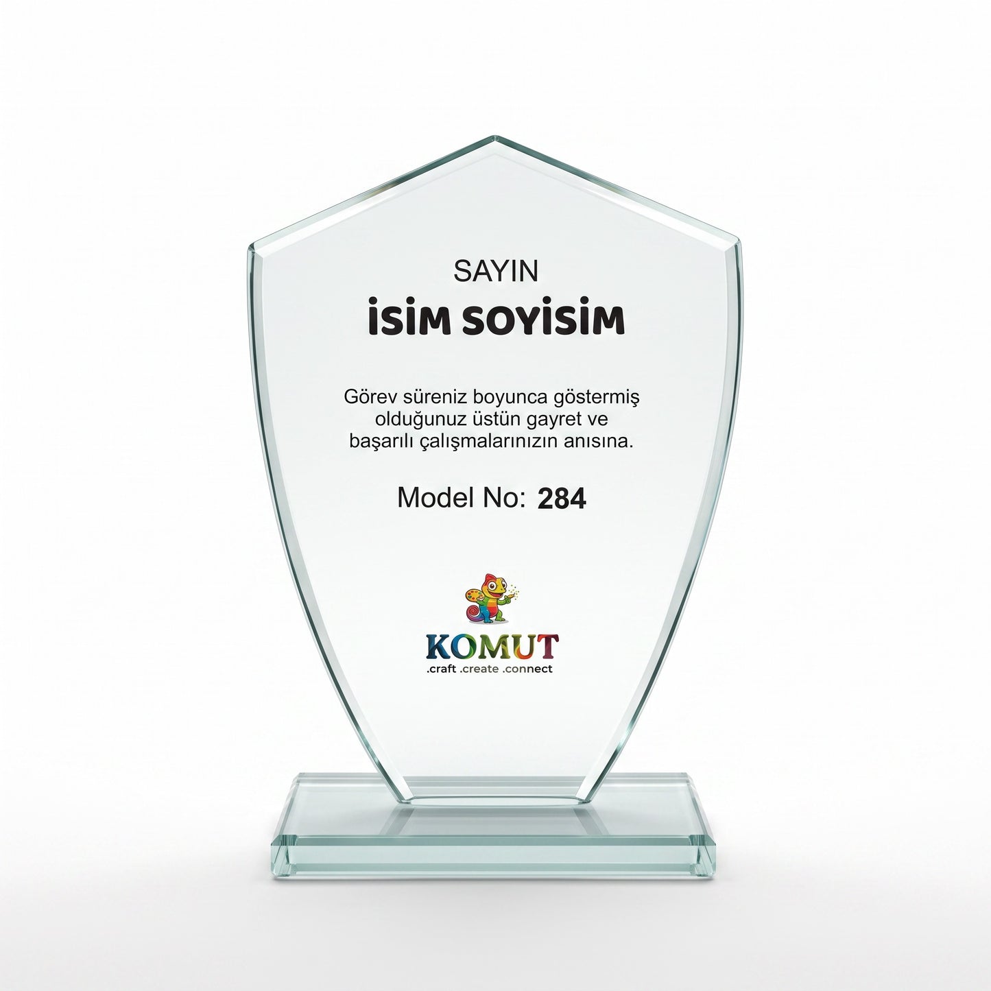 Kalkan Formlu Kurumsal Kristal Plaket – Model 284