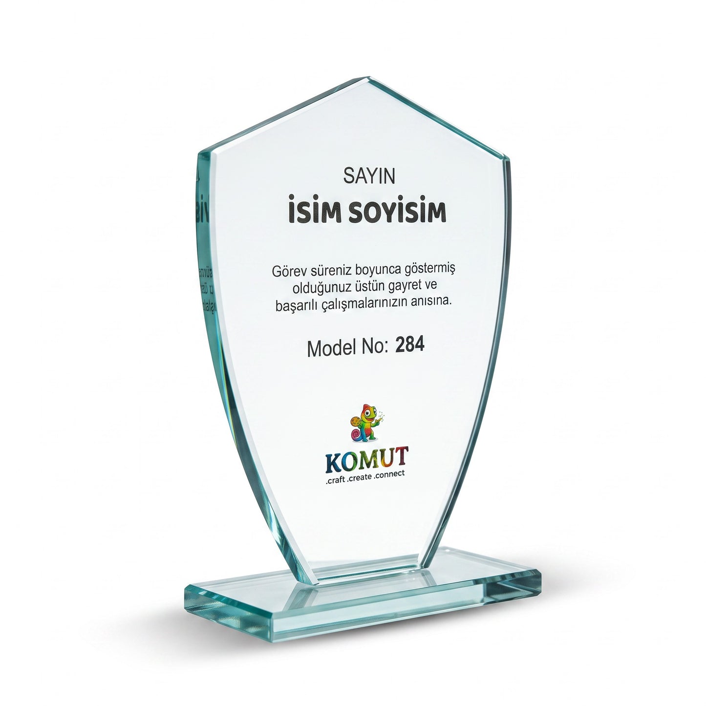 Kalkan Formlu Kurumsal Kristal Plaket – Model 284