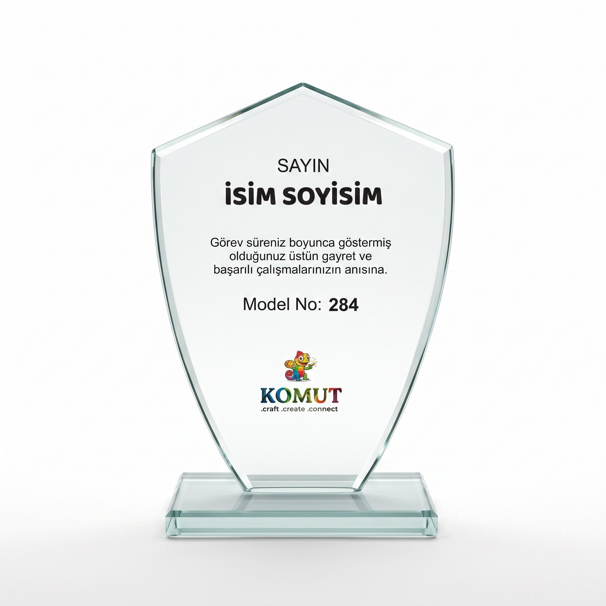 Kalkan Formlu Kurumsal Kristal Plaket – Model 284