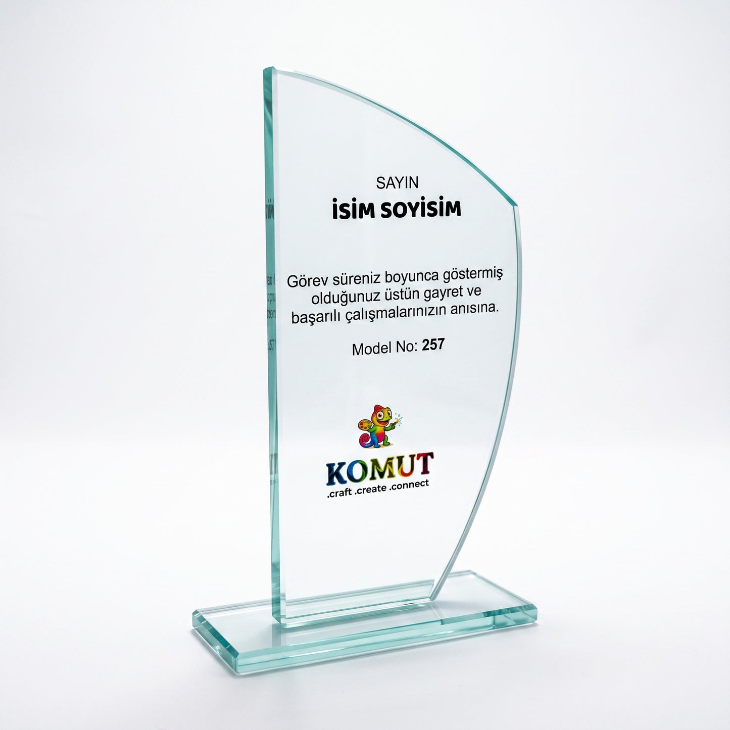 Kanat Formlu Kavisli Kristal Plaket – Model 257